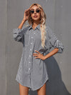 Striped Roll Up Sleeve Shirt Dress