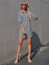 Striped Roll Up Sleeve Shirt Dress