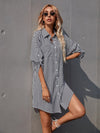 Striped Roll Up Sleeve Shirt Dress
