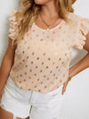 Plus Gilding Print Ruffle Sleeve Blouse