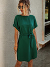 Solid Self Tie Tunic Dress