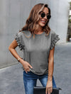 Ruffle Cuff Solid Tee