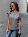Ruffle Cuff Solid Tee
