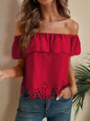 Laser Cut Off The Shoulder Crop Blouse