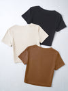 3pcs Solid Ribbed Tee