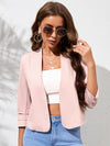 Layer Detail Sleeve Open Front Crop Blazer