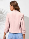 Layer Detail Sleeve Open Front Crop Blazer