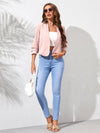 Layer Detail Sleeve Open Front Crop Blazer