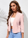 Layer Detail Sleeve Open Front Crop Blazer