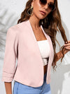 Layer Detail Sleeve Open Front Crop Blazer