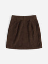 Corduroy Dual Pockets Straight Mini Skirt