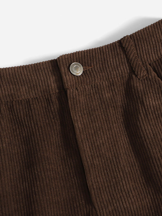 Corduroy Dual Pockets Straight Mini Skirt