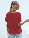 Waffle Knit V Neck Solid Tee