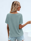 Waffle Knit V Neck Solid Tee