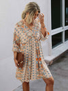 All Over Print Wrap Neck Tie Back Dress