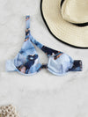 Marble Print One Shoulder Push Up Bikini Top