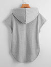 High Low Hem Drawstring Hooded Tee