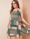 Plus Paisley And Patchwork Print Cami Dress