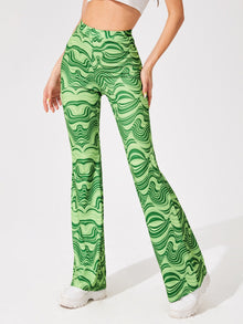  Allover Print Flare Leg Pants