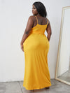 Plus Solid Belted Cami Dress