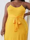 Plus Solid Belted Cami Dress