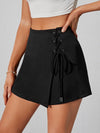 Grommet Eyelets Lace Up Wrap Front Skorts