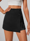 Grommet Eyelets Lace Up Wrap Front Skorts