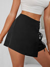 Grommet Eyelets Lace Up Wrap Front Skorts