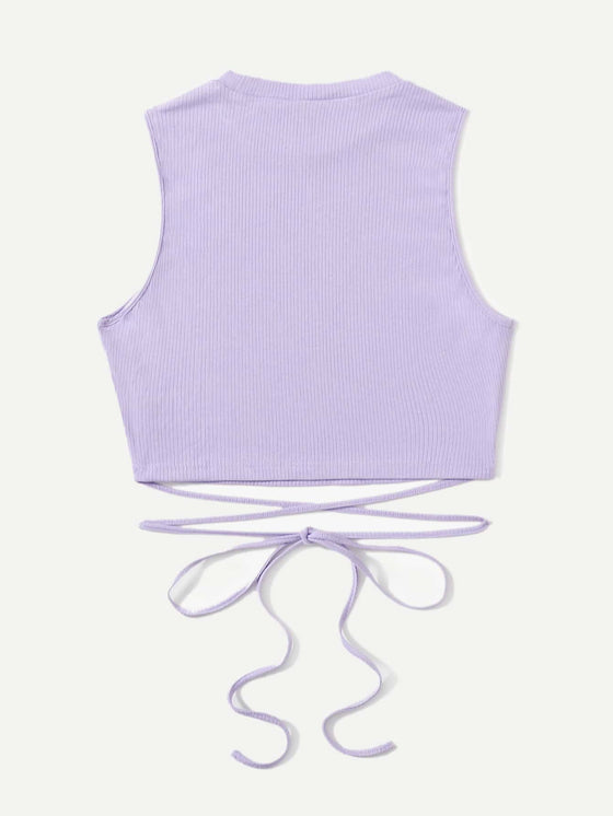 Crisscross Tie Back Crop Tank Top