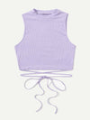 Crisscross Tie Back Crop Tank Top
