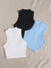 3 Pack Mock Neck Rib knit Tank Top