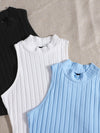 EZwear 3 Pack Mock Neck Rib knit Tank Top