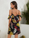 Tropical Print Cold Shoulder Dress