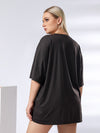 Plus Sun Moon Cactus Print Drop Shoulder Tee