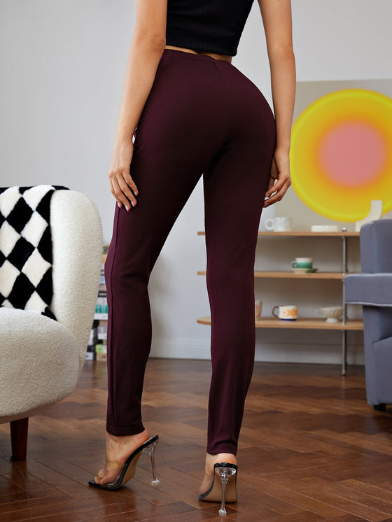 Solid Seam Detail Skinny Pants