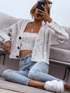 Heathered Knit Bandeau Top Button Through Cardigan