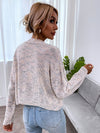 Heathered Knit Bandeau Top Button Through Cardigan