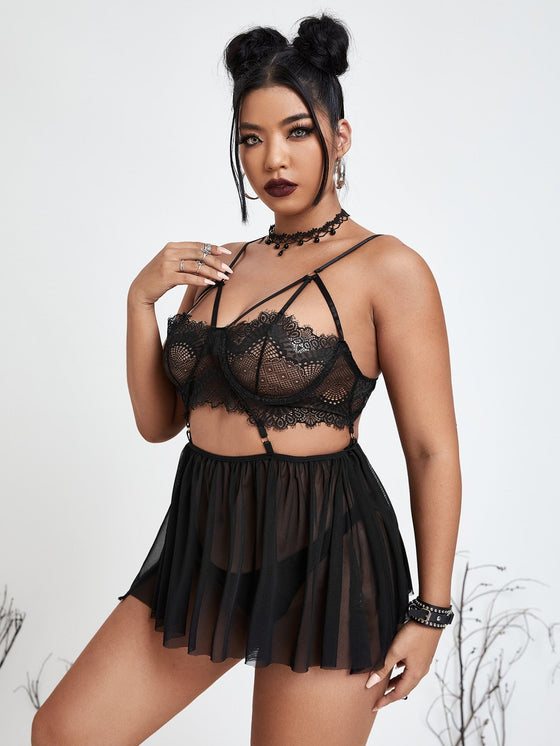 Plus Eyelash Lace Trim Cut Out Slips