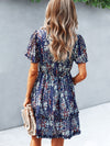 Ditsy Floral Print Lettuce Trim Dress