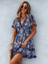 Ditsy Floral Print Lettuce Trim Dress