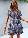 Ditsy Floral Print Lettuce Trim Dress