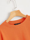 BASICS Neon Orange Drop Shoulder Raw Hem Crop Pullover