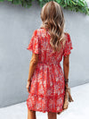 Ditsy Floral Print Lettuce Trim Dress