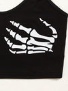 Skeleton Print Crop Cami Top
