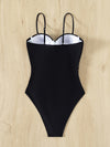 Contrast Fishnet Push Up One Piece Swimsuit