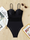 Contrast Fishnet Push Up One Piece Swimsuit