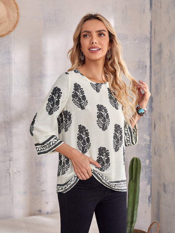 EMERY ROSE Floral Print Top