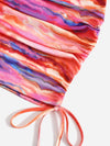 Tie Dye One Shoulder Drawstring Hem Bodycon Dress