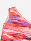 Tie Dye One Shoulder Drawstring Hem Bodycon Dress