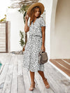 VCAY Dalmatian Print Drawstring Waist A line Dress